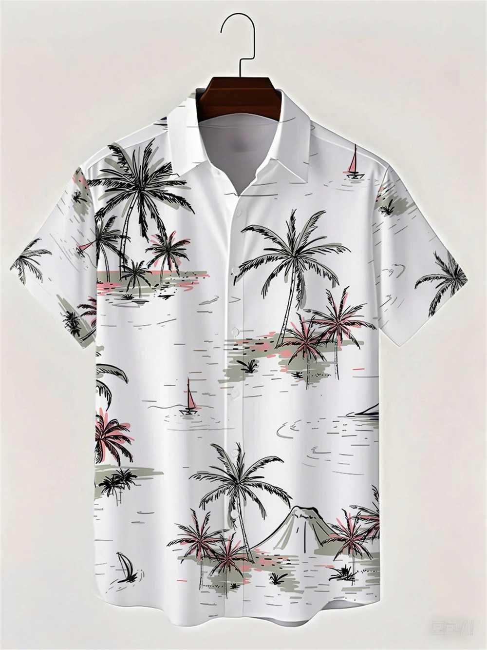 Mens Hawaiian Beach Shirts Plant Printed Summer Casual Short Sleeve Shirts Breathable Short Sleeved Shirt Fashionable Cool Shirt W250627