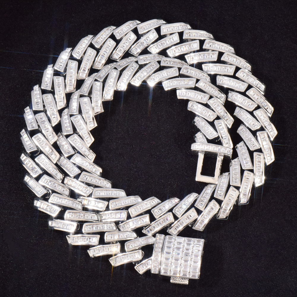 18mm Luxury VVS Moissanite Iced Out Hip Hop Cuban Chain High-Quality Streetwear Niche Design Statement Necklace Passes the diamond tester