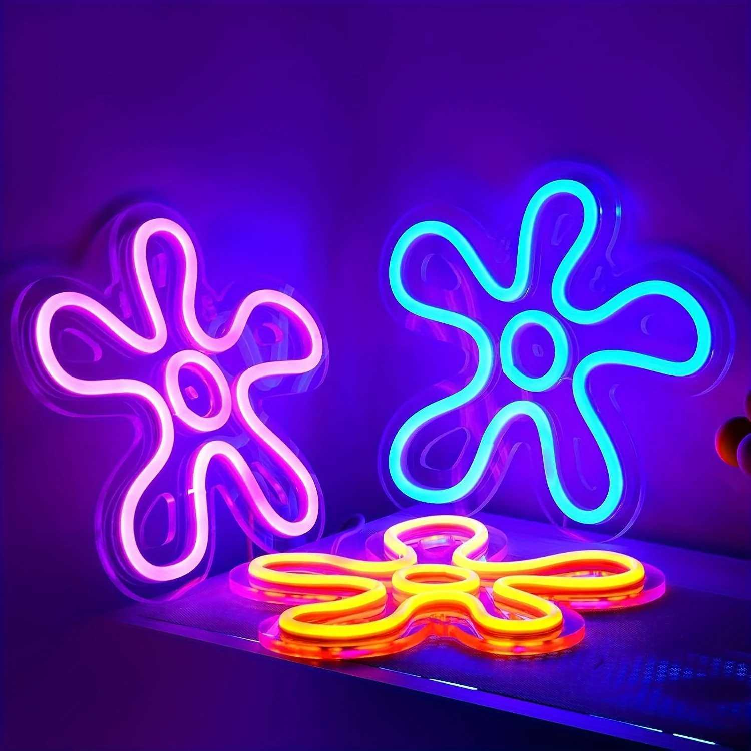 Vintage Flower Neon Sign USB Powered LED Light for Bedroom Home Wall Decor Birthday Wedding Party Gift Game Room Home Decor Gift XJ250626