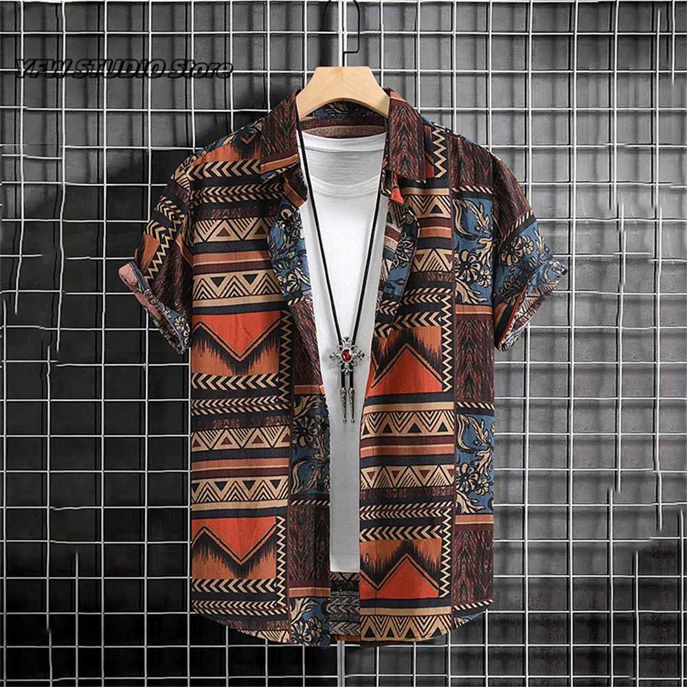 Summer 3D Graffiti Blossom Printed Shirts for Men Fashion Streetwear Long Sleeve T Shirt Unisex Hawaiian Shirts Blouses W250627