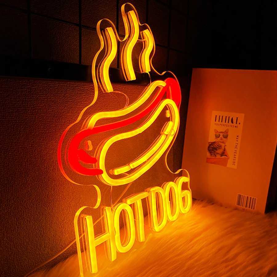 Hot Dog Neon Sign LED Business Signboard USB Power Supply Used for Wall Decoration of Fast Food Restaurants and Restaurants. XJ250626