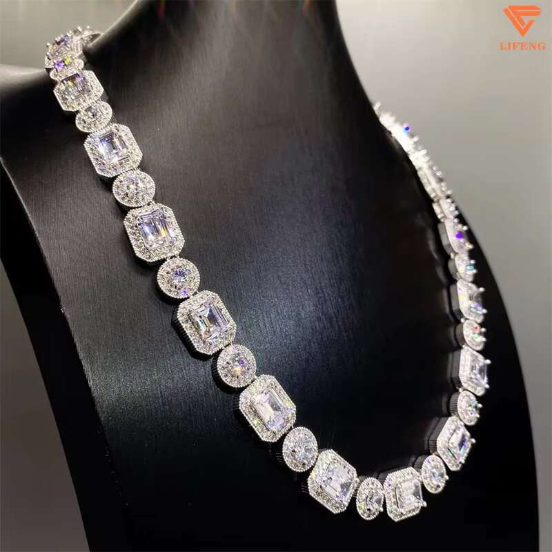 2025 New Design Luxury Fashion Jewelry 8mm Micro Pave 925 Silver Moissanite Diamond Hip Hop Tennis Chain Women Necklace Charms