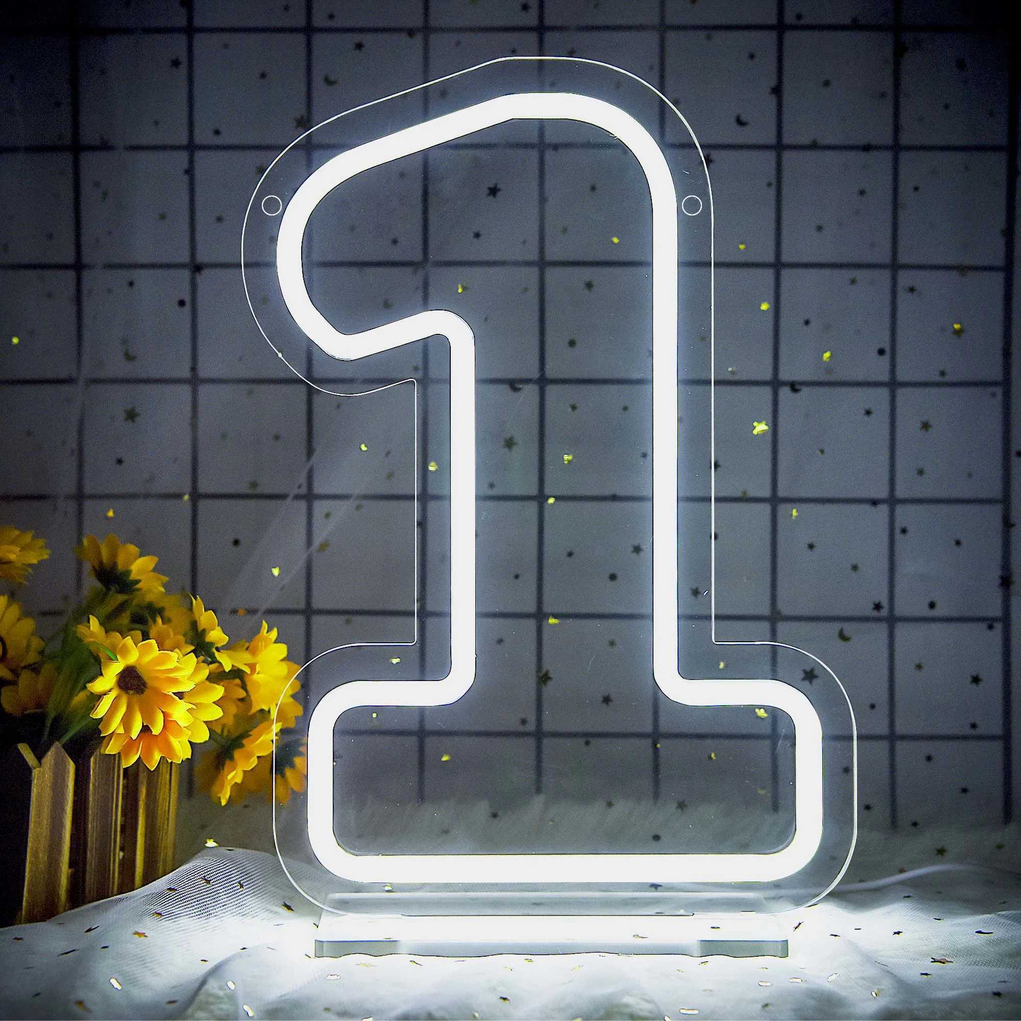 Number Neon Sign Wall Decor LED Lights Sign for Wedding Birthday Party Anniversary Home Number Light Decor Bar Decor XJ250626