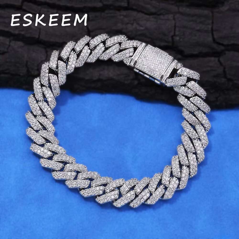 Hot Selling 925 Sterling Silver Cuban Link Chain 10MM Two Row VVS Moissanite Iced Out Diamond Necklace Hip Hop Jewelry for Women