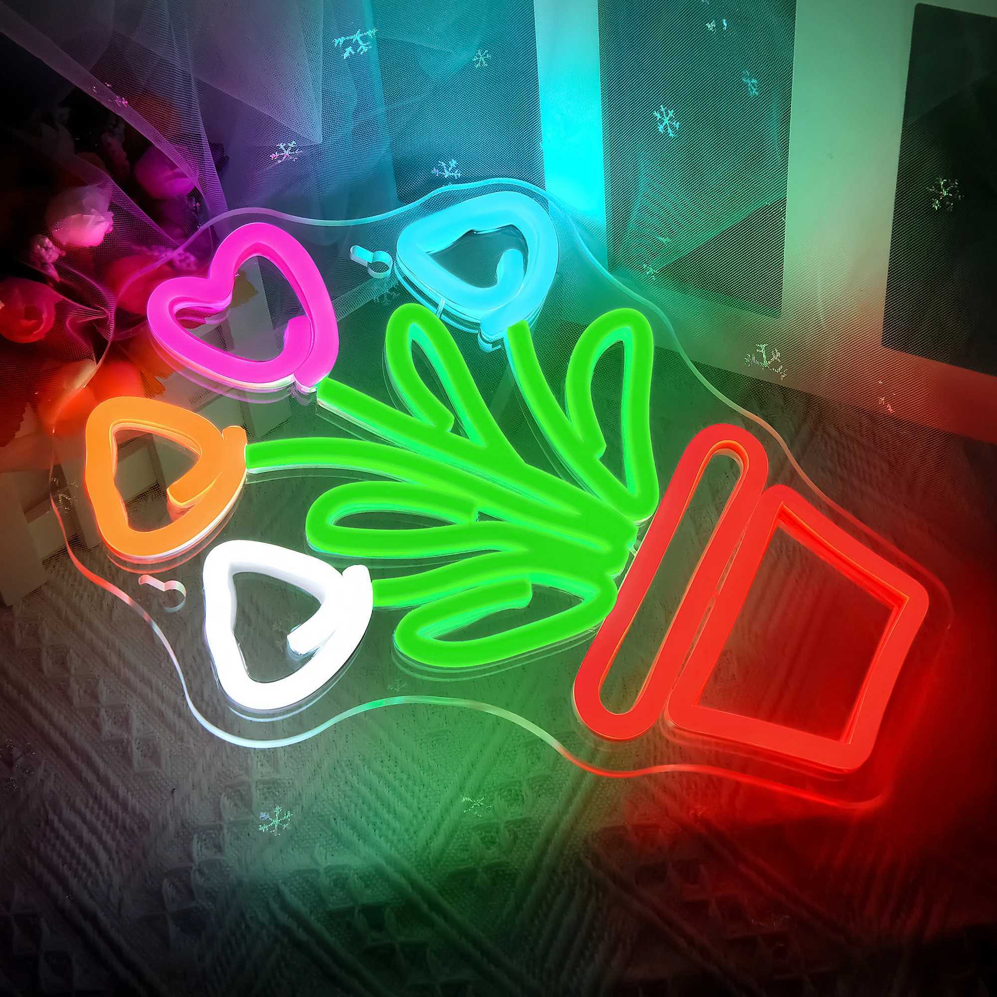 Flower Neon Sign for Wall Decor LED Neon Art Decorative Lights with USB Operated for Bedroom Baby RoomXJ250626