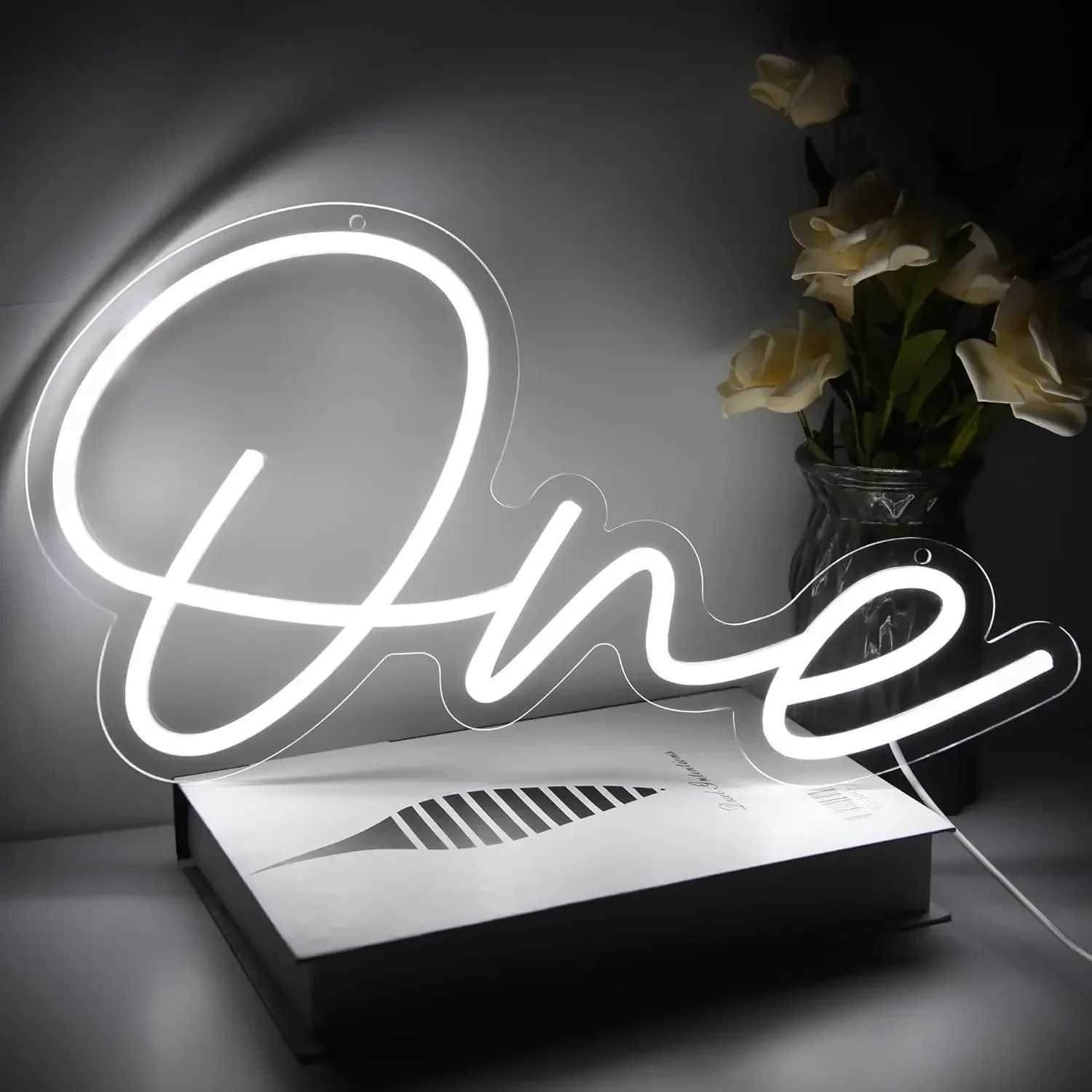 40.1*23cm One Neon Sign 1st Birthday LED Neon Light Sign for Birthday Party Wedding Gift Bedroom Night Light XJ250626