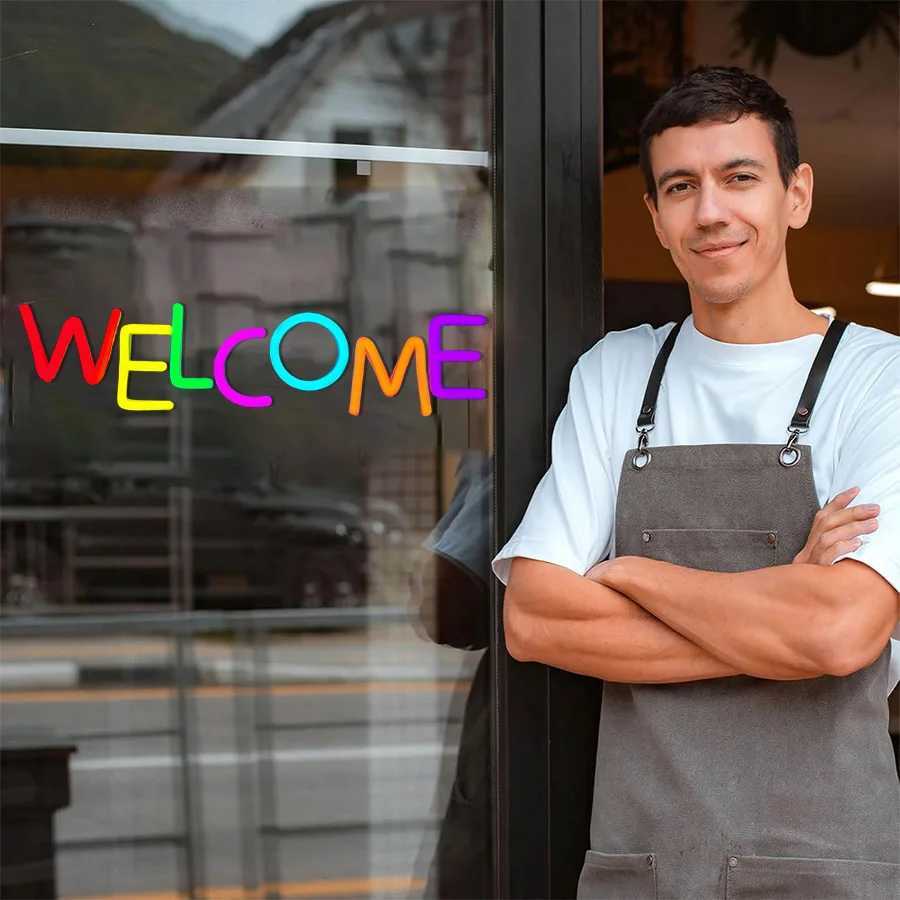 Welcome Neon Sign For Wall Decor LED Neon Light For Game Room Bedroom Living Room Party Decor Restaurant Pubs Bar Salon Cafes XJ250626