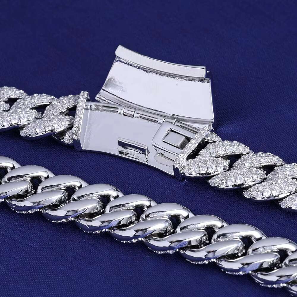 Customized Mens Hip-Hop 925 Sterling Silver VVS Moissanite Necklace Iced Out Full Diamond Miami Cuban Chain Trendy Jewelry