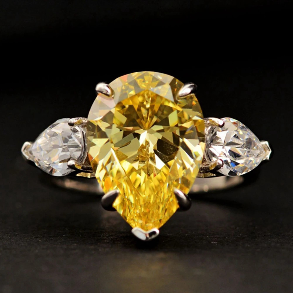 Vinregem Sparkling Citrine High Carbon Diamond Gemstone 100% 925 Sterling Silver Wedding Women Ring Engagement Fine Jewelry Gift 250627