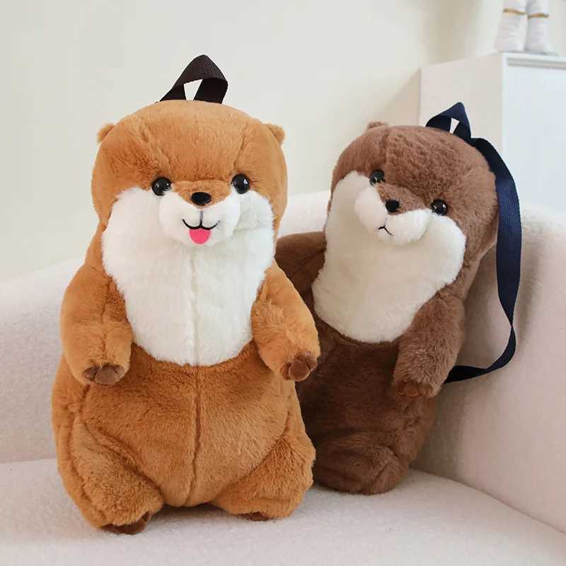 50cm Sea Otter Plush Backpack Cartoon Cute Plush Toy Soft Stuffed Animal Shoulder Bag for Kids Girls Birthday Gifts Y250626
