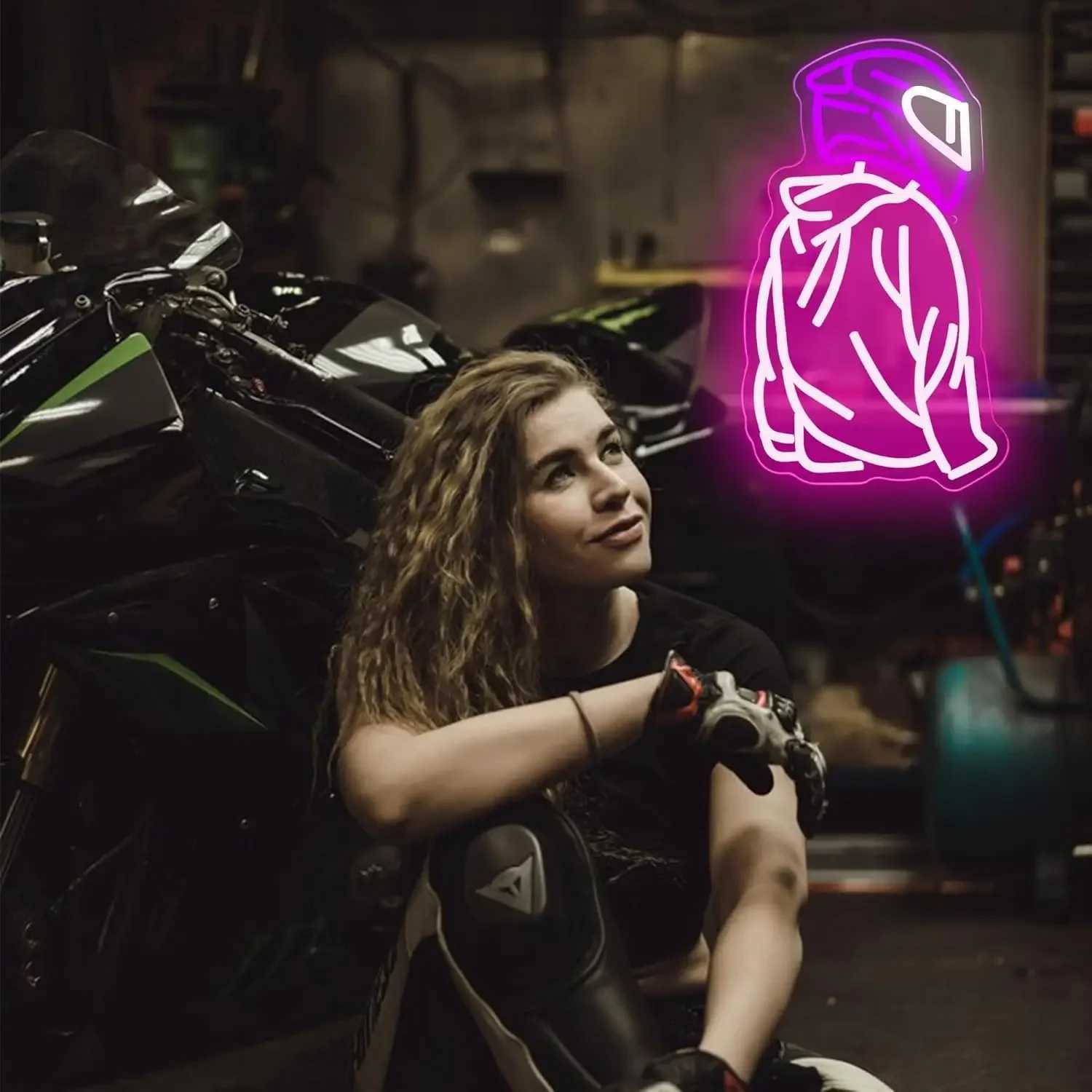 Motorcyclist Neon Signs for Wall Decor Dimmable Neon Sign USB Powered Business Garage Neon Light for Man Cave Birthday Gifts XJ250626