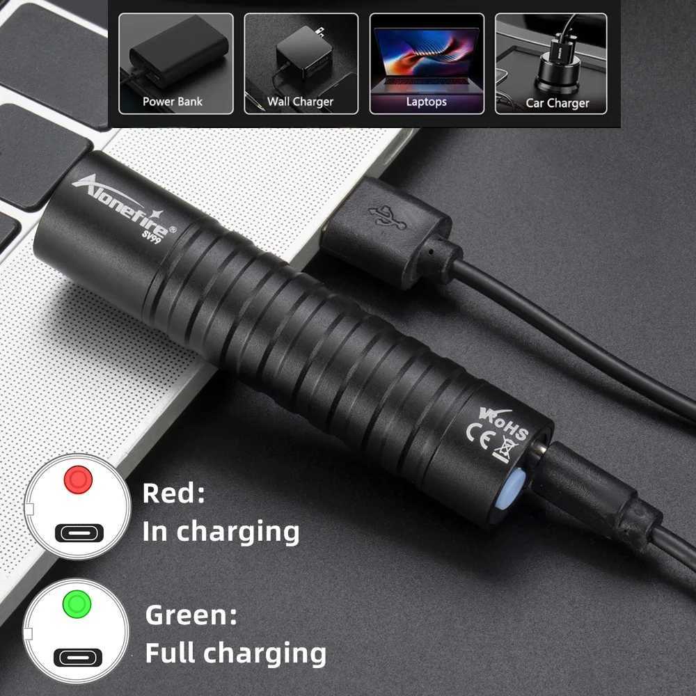 Mini 365 395nm UV Flashlight USB Rechargeable Blacklight Torch Cat Dog Urine Tinea Marker Money Ore Scorpion Leakage Check Lamp W250701