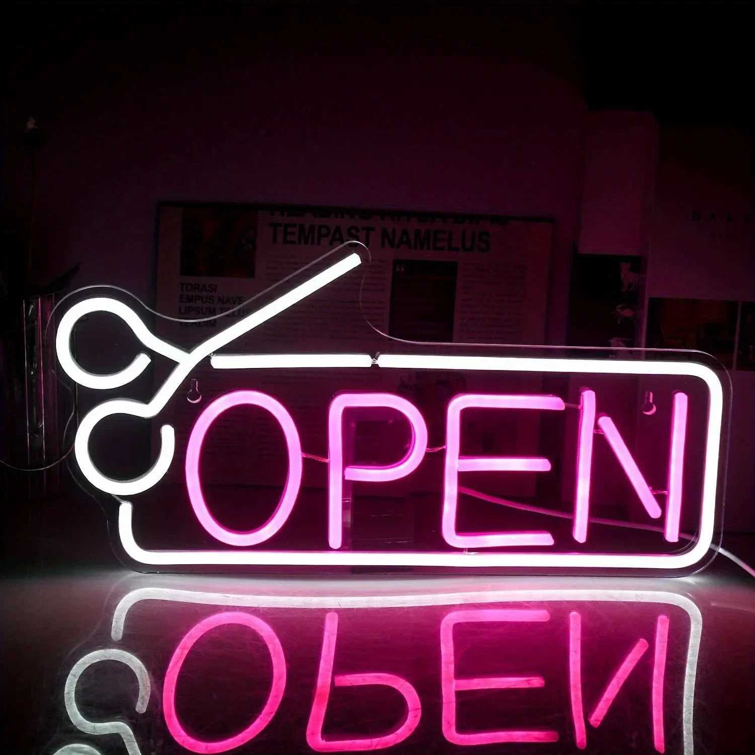 Scissors Open Neon Sign for Business - Neon Lights Sign for Party Bar Salon Stores Shop Hotel Wall Decor for Store Windows XJ250626
