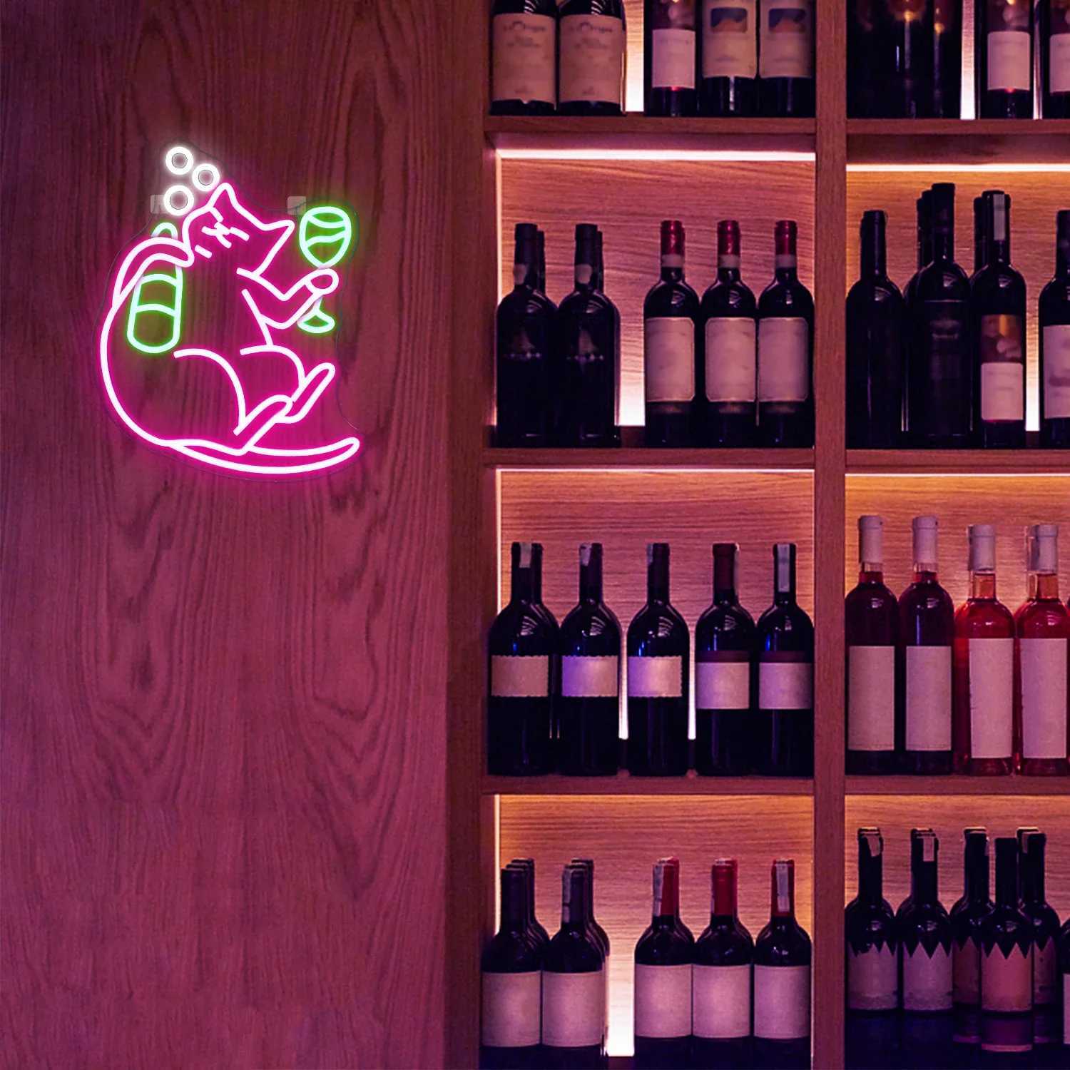Cat Beer Neon Sign Animal Bar Light up Signs Pink Led Room Decoration Funny Bar Neon Signs Wall Decor Bedroom Home Bars Party XJ250626