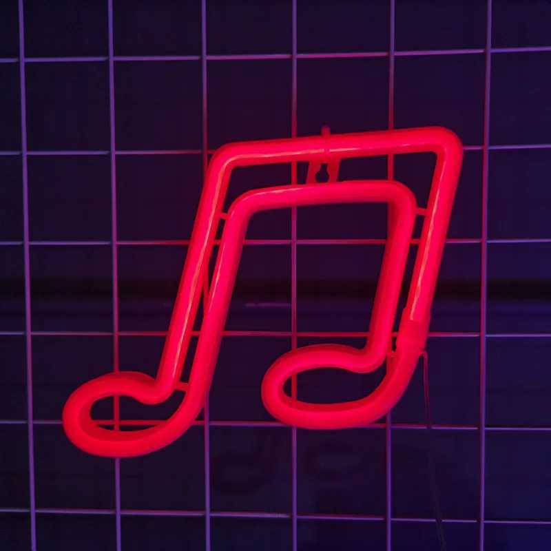 Musical Notes LED Neon Sign USB/Battery Powered LED Light for Bedroom Room Decoration Gift Night Light Decoration Party Holiday XJ250626