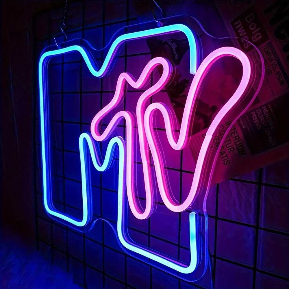 1pc MTV Neon Sign LED Wall Hanging Light USB Powered Plastic Music Television Decor for Bedroom Bar Restaurant XJ250626