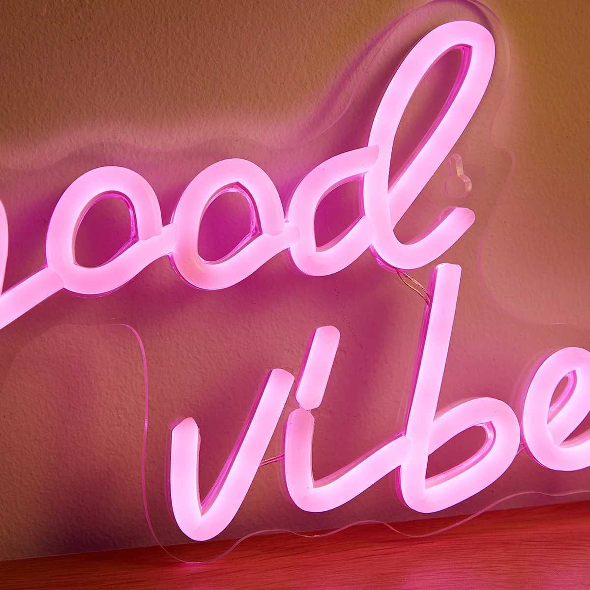 Chi-buy LED Neon Good Vibes USB Powered Neon Signs Decor Lamp Signs Birthday Gift Wall Art For Bedroom Room Bar Shop XJ250626