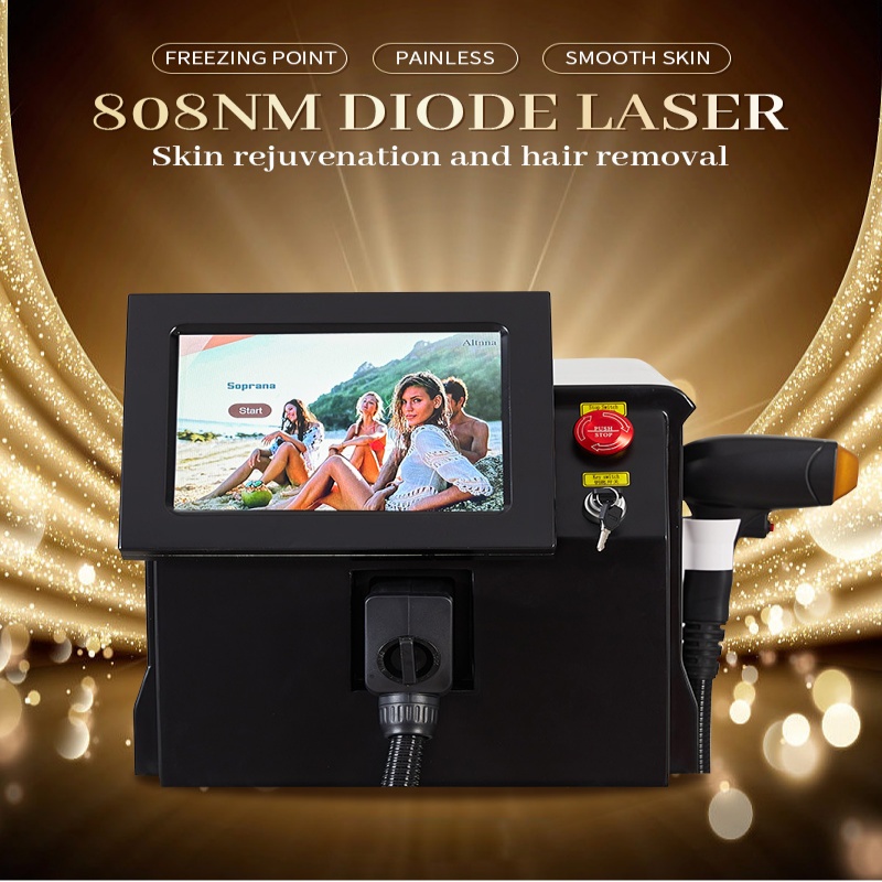 Diode Laser 808nm Hair Removal Machine Alexandrit Permanent Removal 3 wavelengths cooling Head Painless Laser Epilator