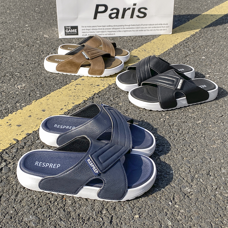 Stylish Mens Slip-On Leather Footwear: Comfortable Outdoor & Home Shoes Model 977-3