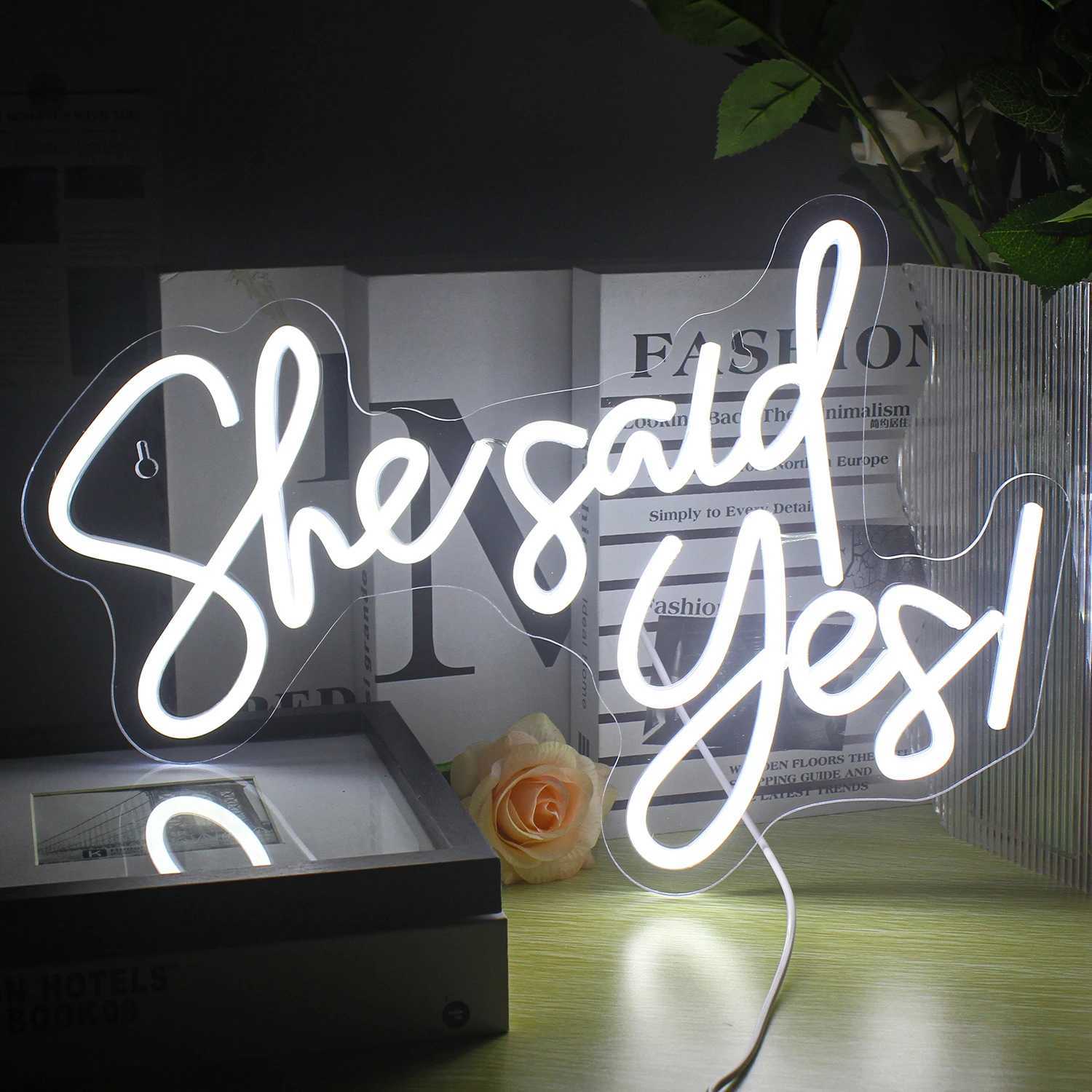 She Said Yes Custom Neon Sign Room Shop Proposal Aesthetic Wall Decor LED Lights Decoration Wedding 5V USB Powered Party XJ250626