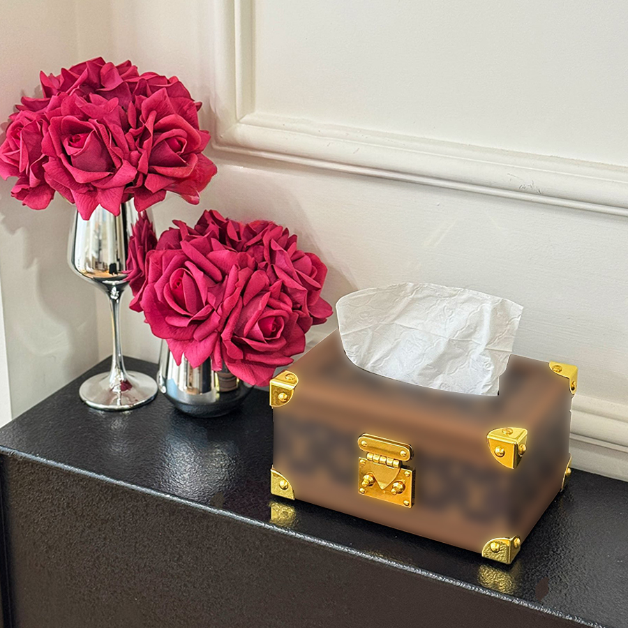 Tissue Box Living Room High-End Coffee Table Tissue Box Leather Tissue Box Dining Room Home Office Paper Box Simple Business Leather Decoration Tissue Paper Box