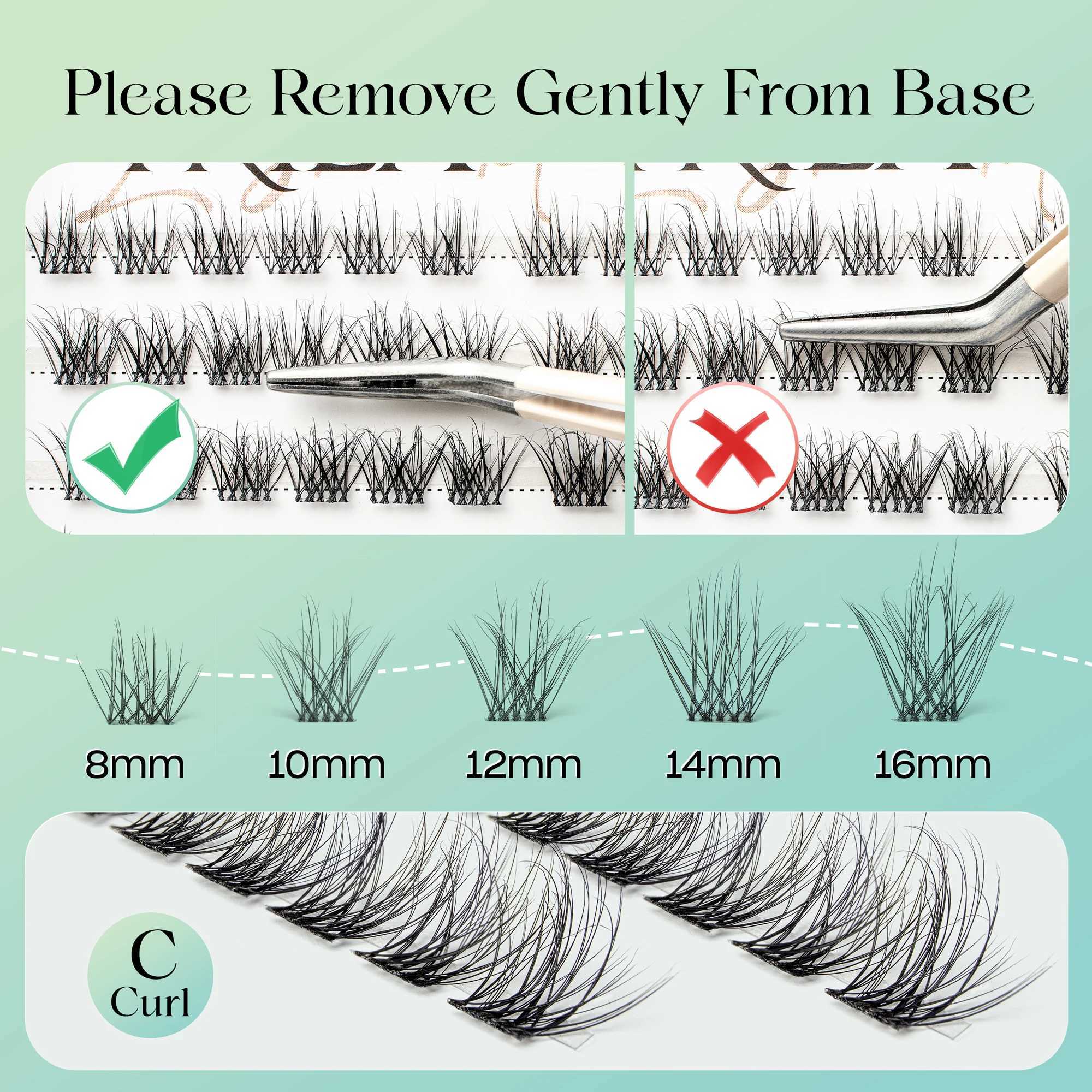 Individual Lashes Cluster C Curl Mix Lash Clusters 3D Wispy DIY Eyelash Extension 0.mm Super Thin Band Resuable Natural Lashes W250627