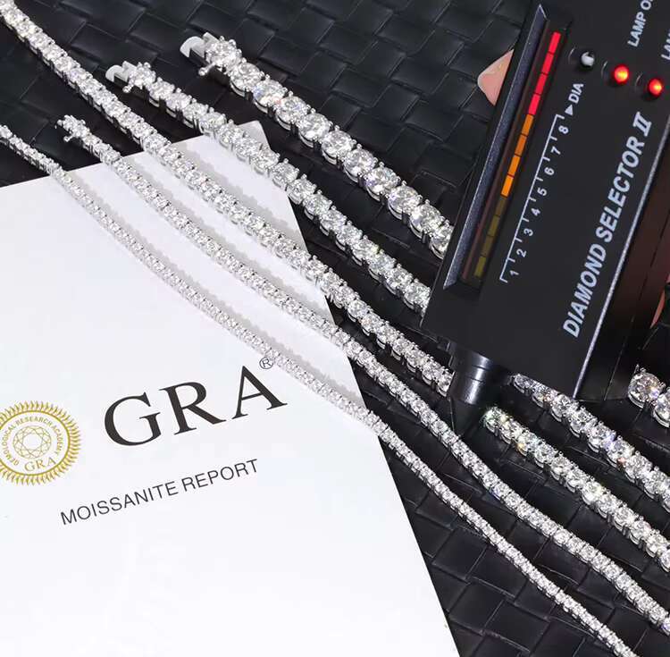 2mm-6.5mm Tennis Chain 100% Passed Diamond Test S925 Silver With GRA VVS Moissanite Tennis Chain Ready to Ship for Necklace