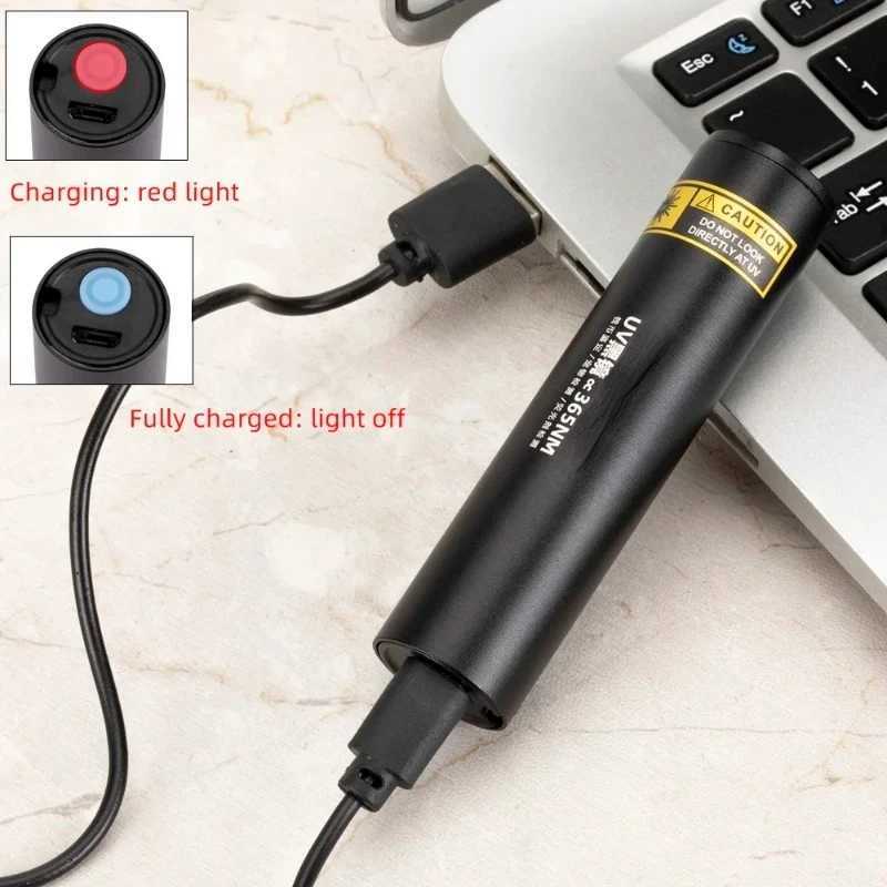 3W 365nm UV Flashlight USB Rechargeable Ultraviolet Torch Pets Urine Cat Tinea Money Ore Scorpion Detection Black Light W250701