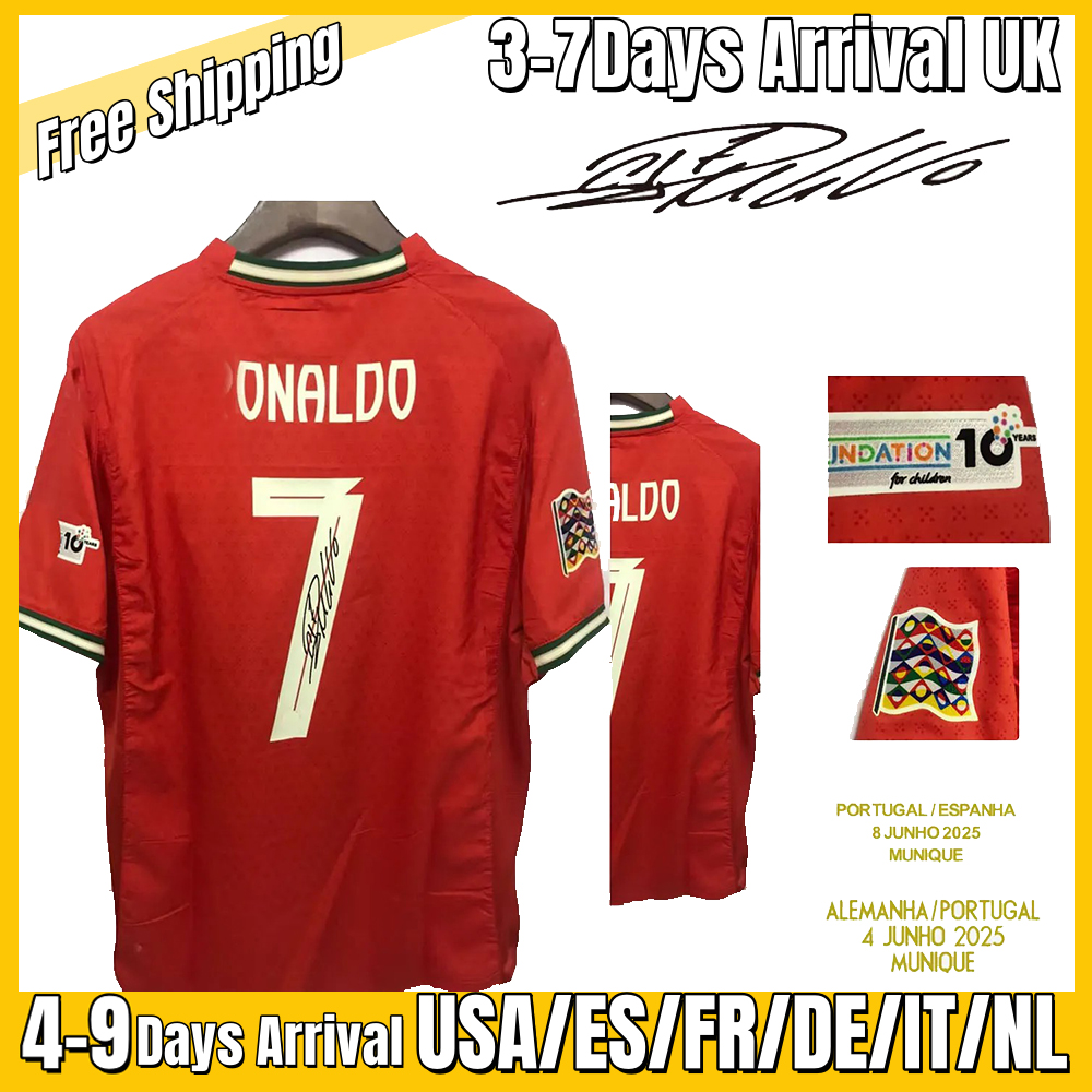 S-2XL 2025 Signed jersey Final Nations League Jersey RRONALDO Mendes R.Leao Joao Felix Vitinha N.Mendes Signature Jersey Player Issue Maillot Soccer Jerseys