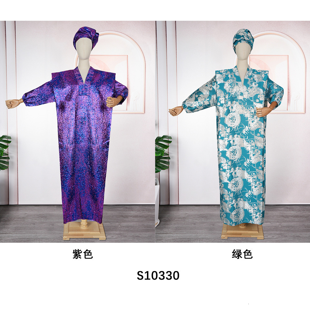 Muslim jacquard loose fitting long robe childrens plus size dress headscarf241017