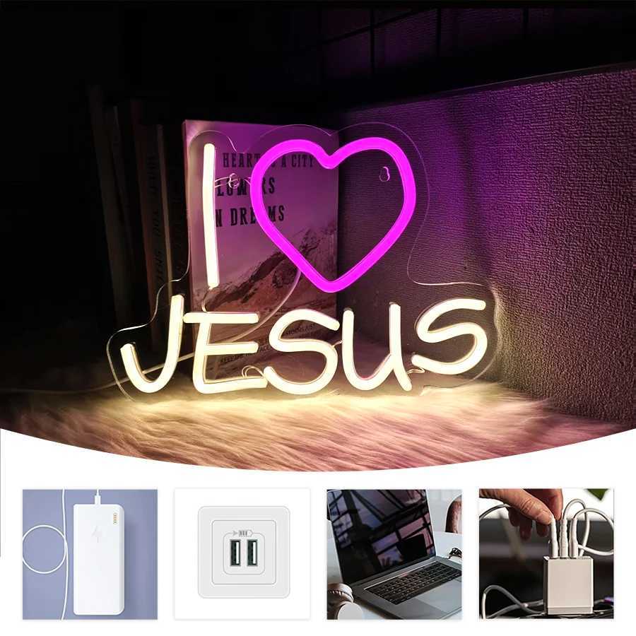 I Love Jesus Neon sign LED USB Sign for Wall Decor Jesus Light Up Sign for Home Christ Church Wedding Birthday Party Decor XJ250626