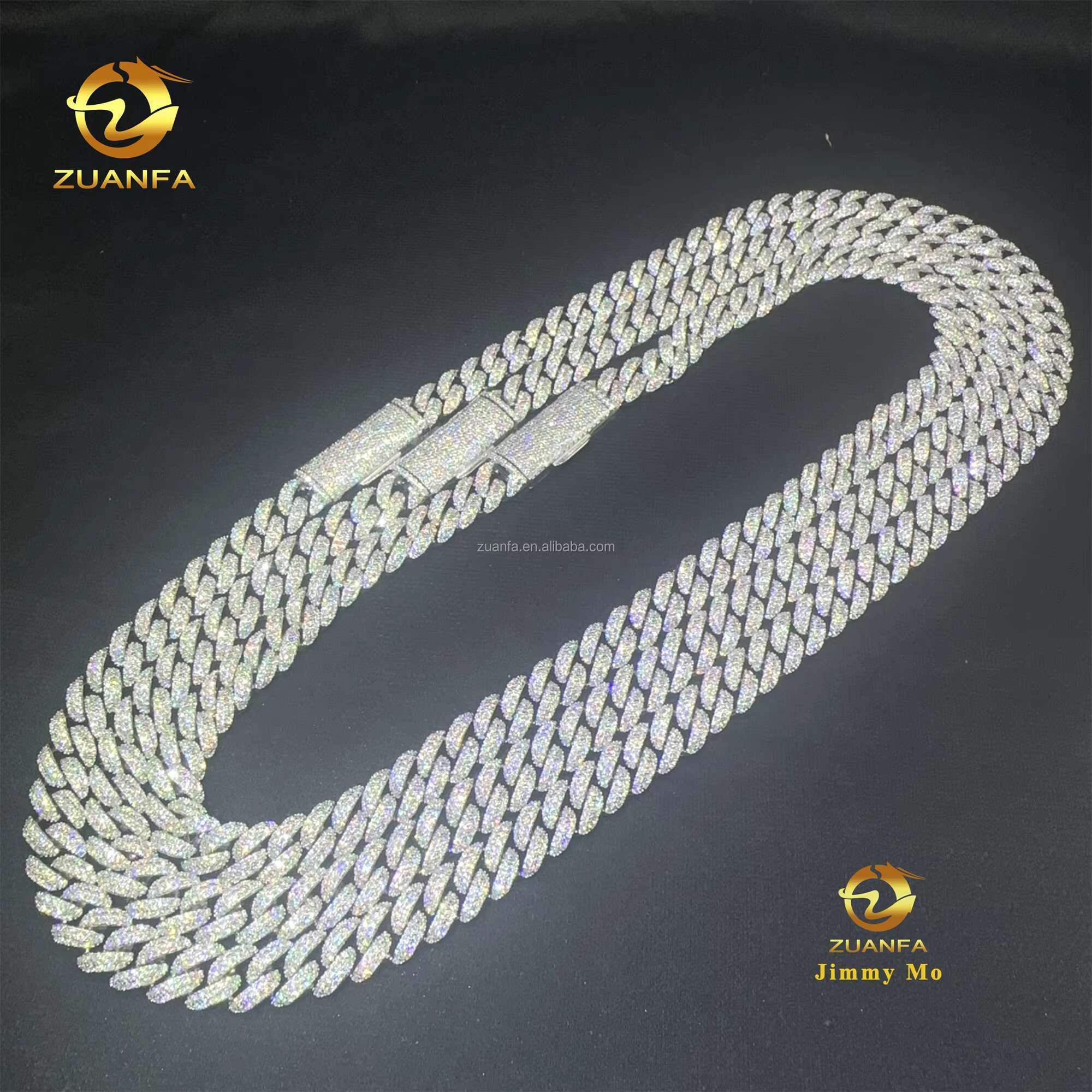 Best Selling Pass Diamond Tester 10mm Two Rows 925 Sterling Silver Iced Out Hip Hop FL Moissanite Diamond Cuban Link Chain Men