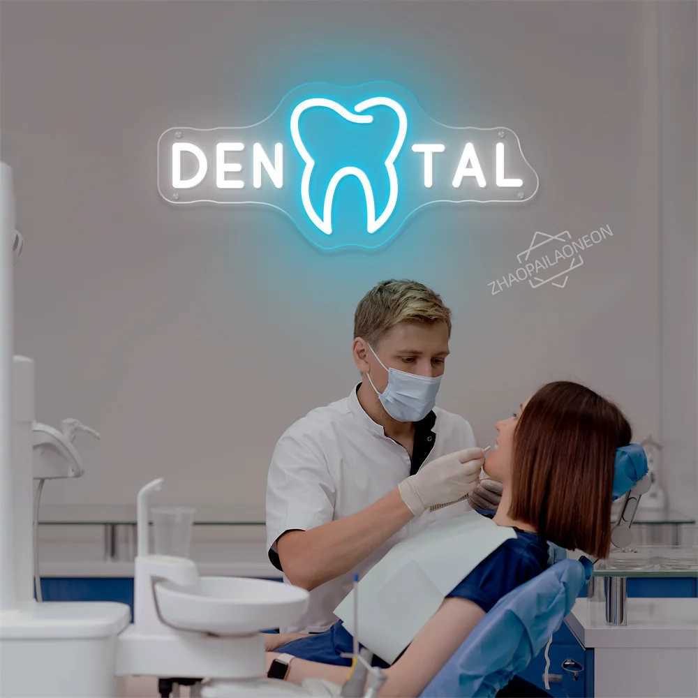 DENTAL CARE LED Neon Tooth USB Powered Neon Signs Teeth Dental Night Light 3D Wall Art Game Room Bedroom Party Decor Lamp SignXJ250626