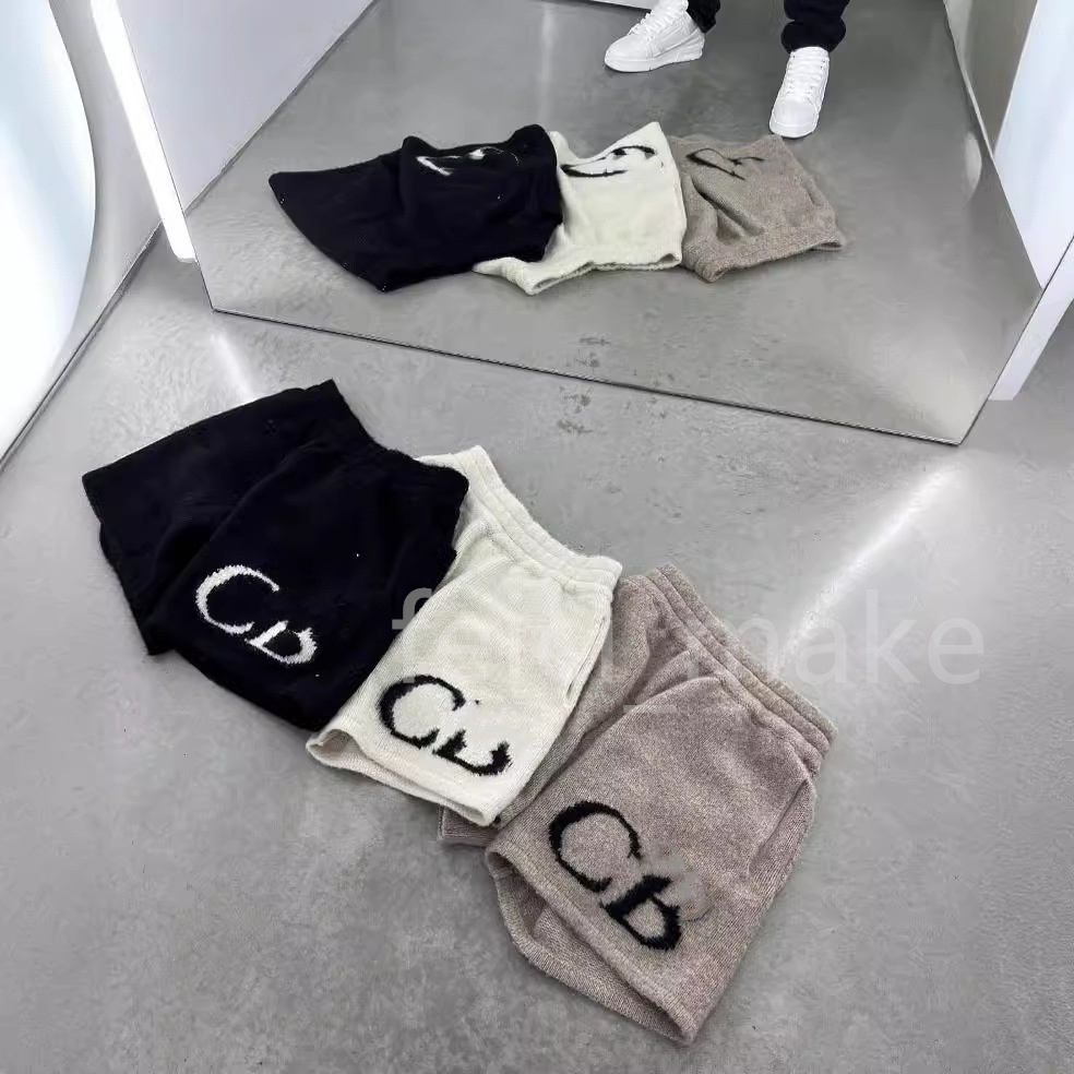 Cole jacquard letter logo knitted drawstring CB shorts high street basic simple straight-leg casual pants