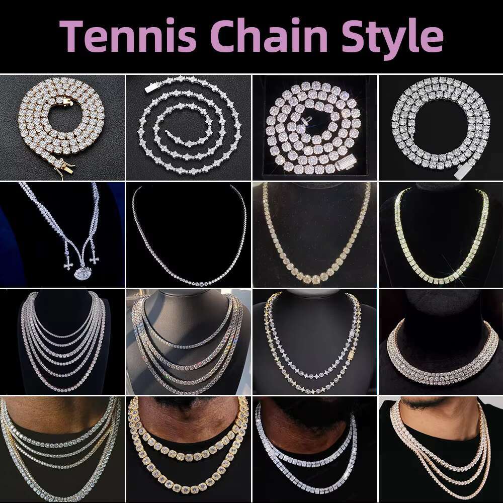 Diamond Jewelry Moissanite tennis necklace 2mm 3mm Diamond Chain 925 Silver IGI CVD HPHT VVS Lab Grown Diamond Tennis Chain