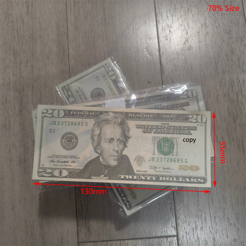 Copy Money Prop Money Party Supplies Fake Money For Movie Banknote Paper Novelty Toys 1 5 10 20 50 100 Dollar Currency For Child Teaching 130*55mm 70% Size
