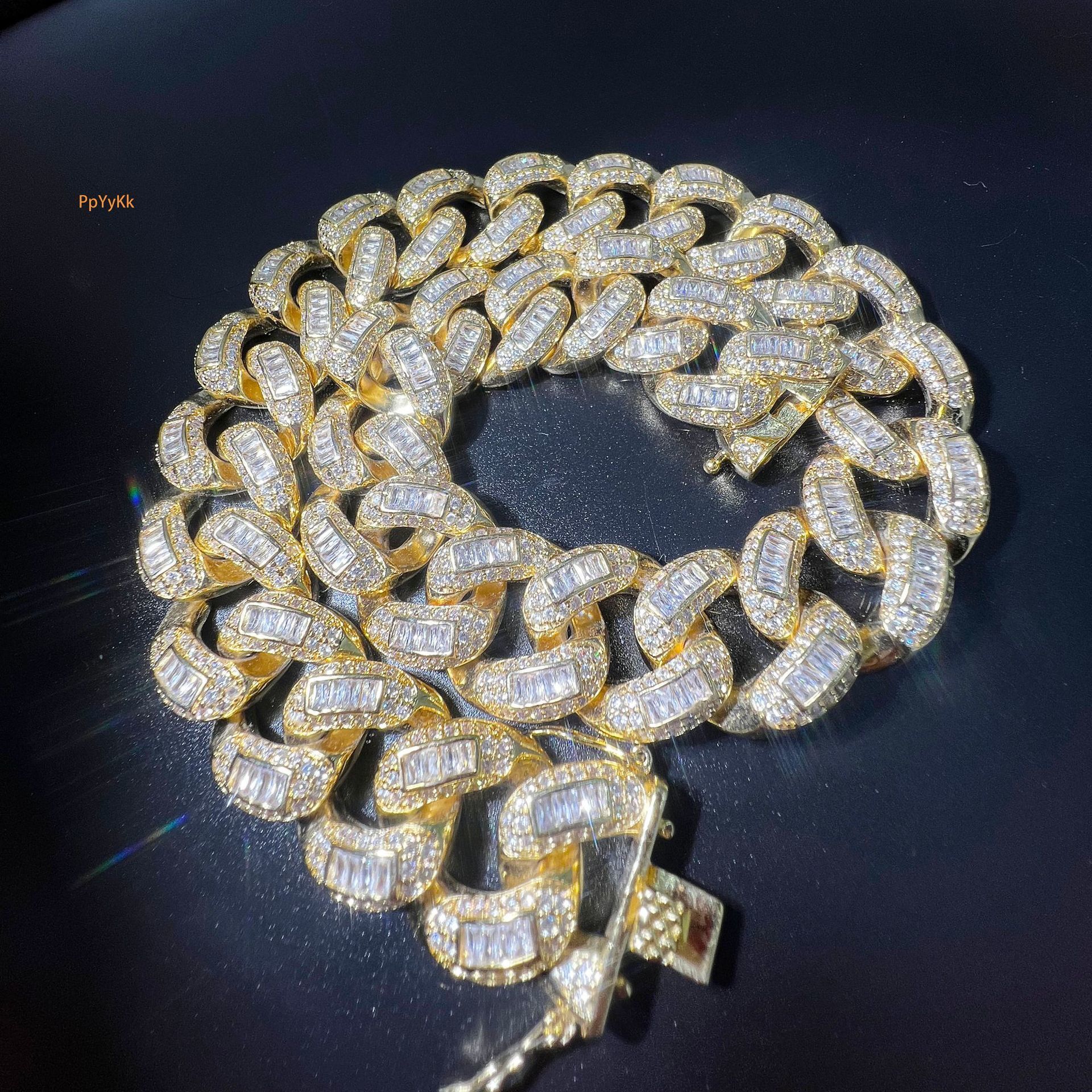 New Release 20mm Luxury Gold Plated VVS Moissanite Iced Out Hip Hop Step Cut Cuban Chain Edgy Bling Statement Jewelry Passes the Diamond Tester