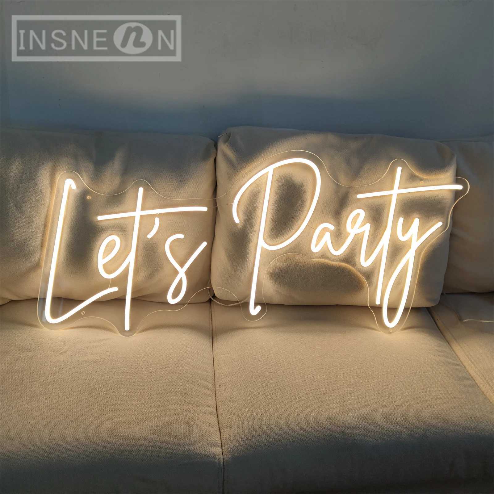 Lets Party Neon Sign LED Lights for Room Wall Wedding Birthday Bachelorette Engagement Art Decoration New Year Christmas DecorXJ250626
