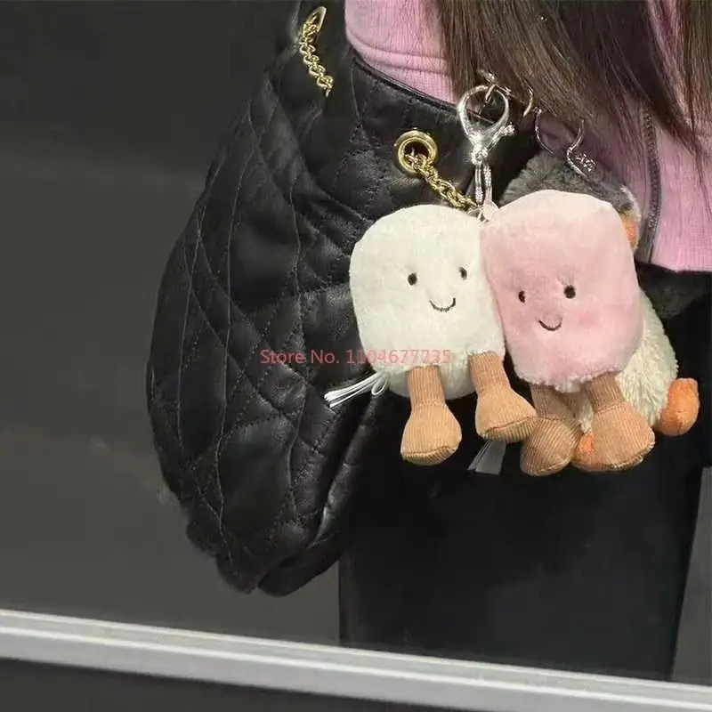 Fun Marshmallow Keychain Cotton Candy Two Tone Cute Soft Two Tone Keychain Bag Pendant Accessories Dolls Pendant Xmas Gifts 250624