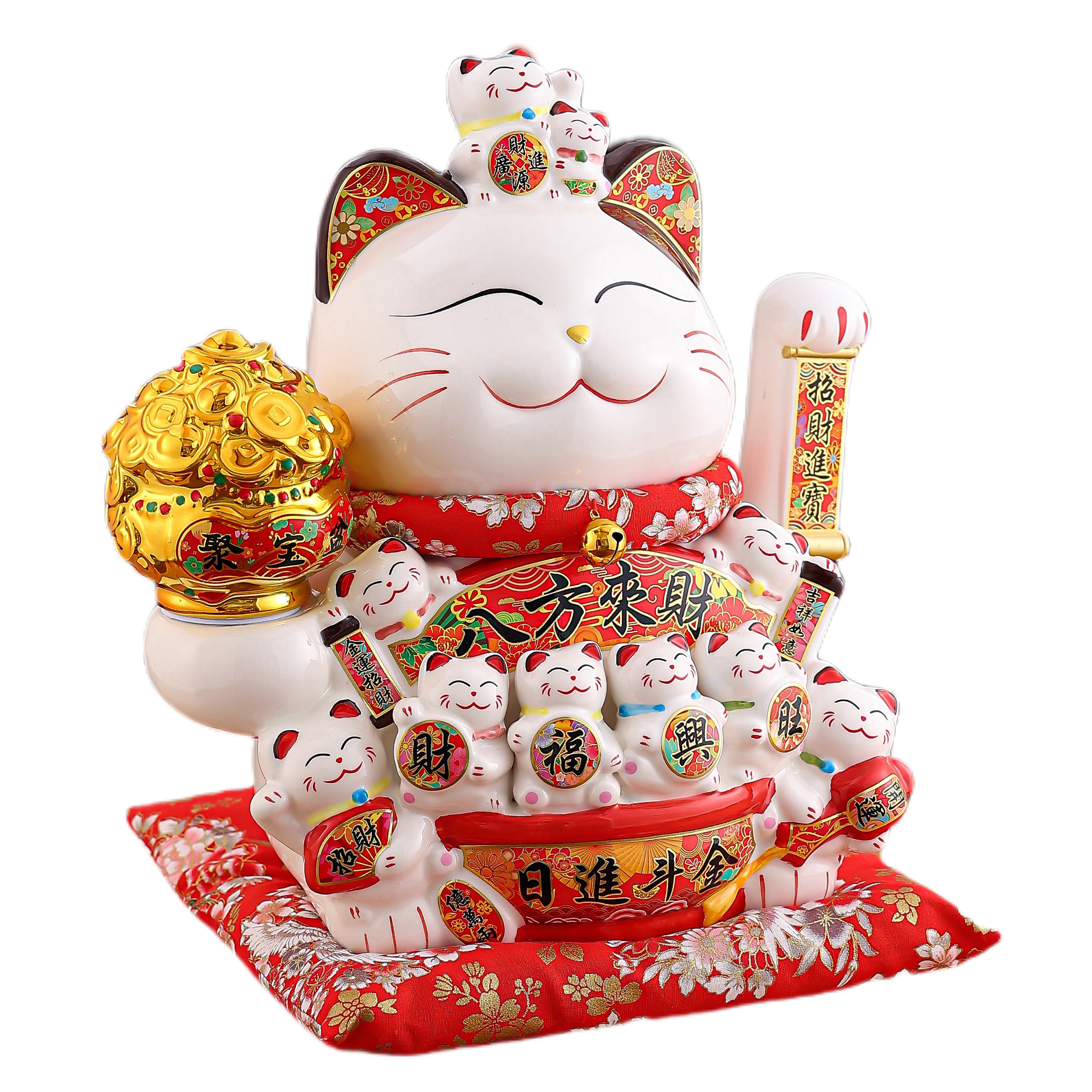 Decorative Automatic Waving Cats for Home Living Room & Tea Restaurant Automated Wealth Cat Ornament for Store Fronts
