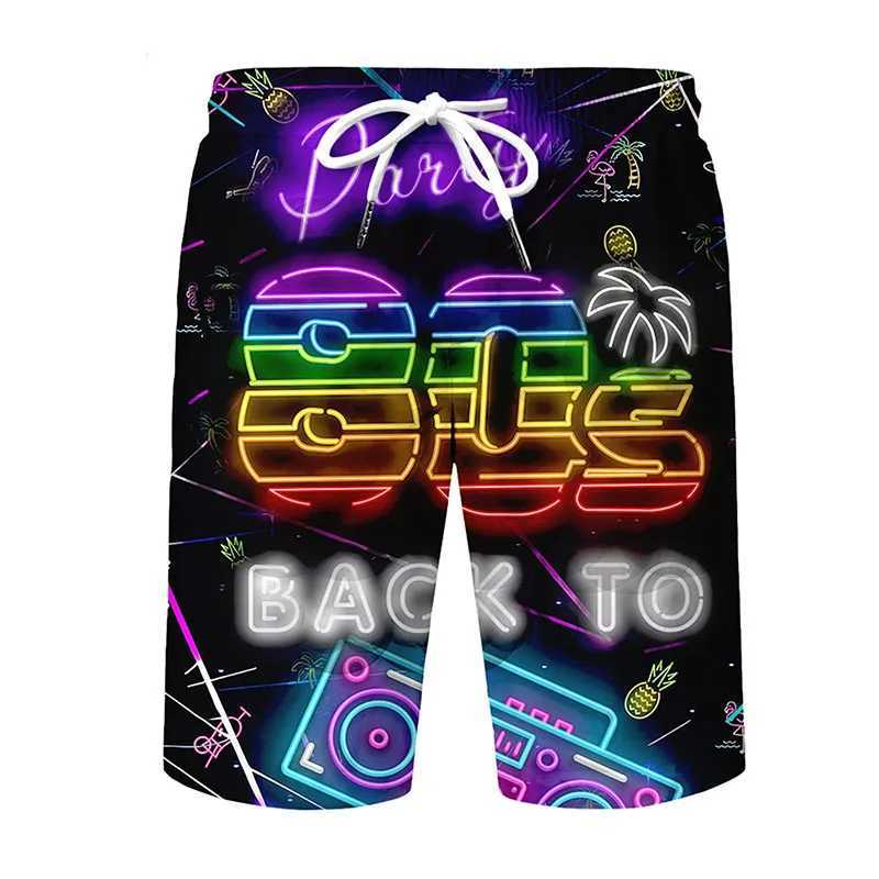Funny Retro 80s 90s Beach Men 3d Swimming Trunks Quick Dry Board Shorts Summer Surf Boardshorts With Pocket Z260313
