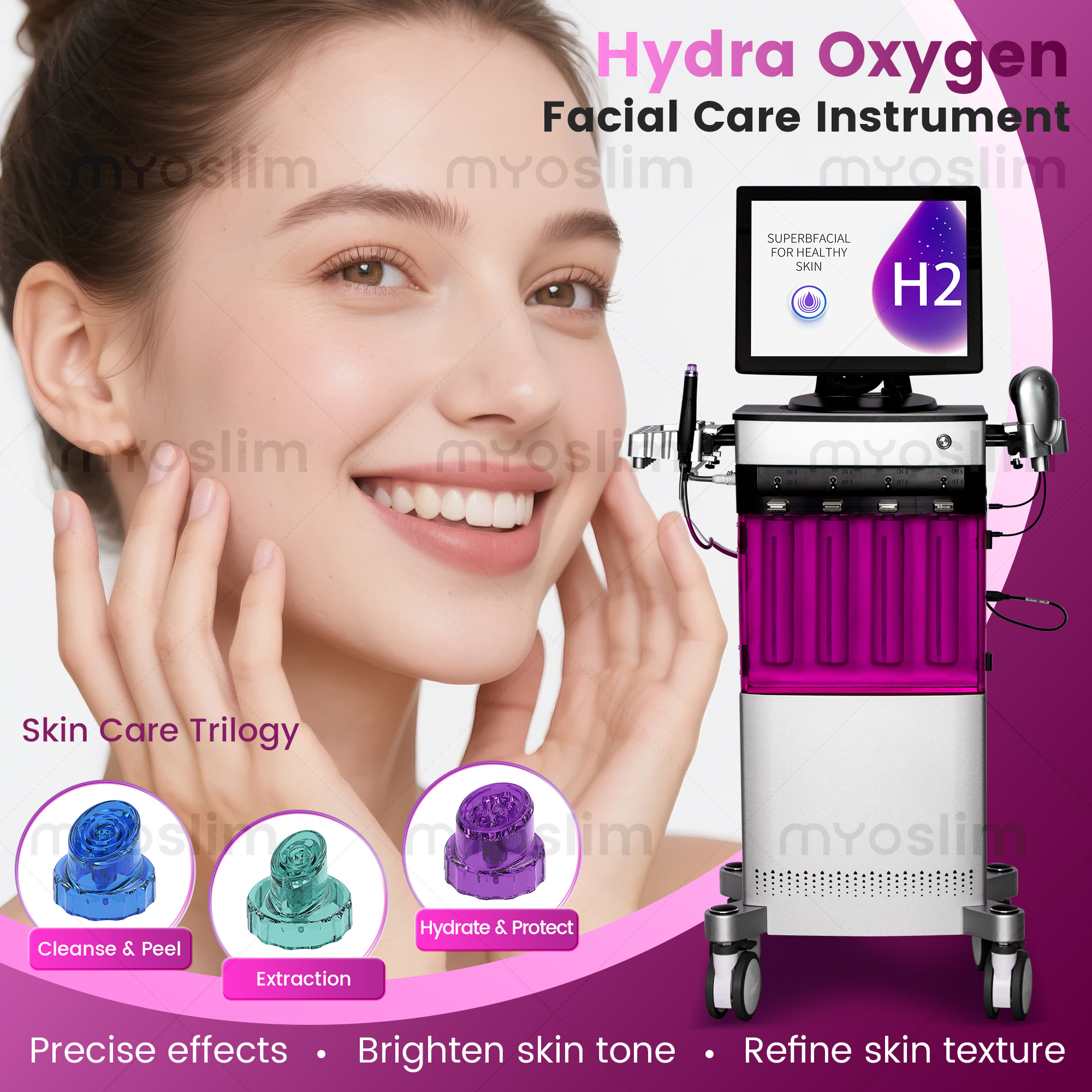 New 2 in 1 Diamond Peeling Hydro facial machine water jet Aqua facial Vacuum Skin Care Cleaning lifting bubble spa