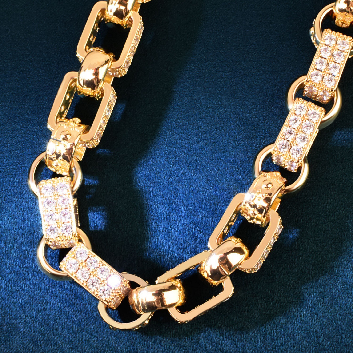 New Release Luxury VVS Moissanite Iced Out Hip Hop 8mm Square Chain Bling High-Quality Multi-Size Statement Necklace Pass the diamond tester