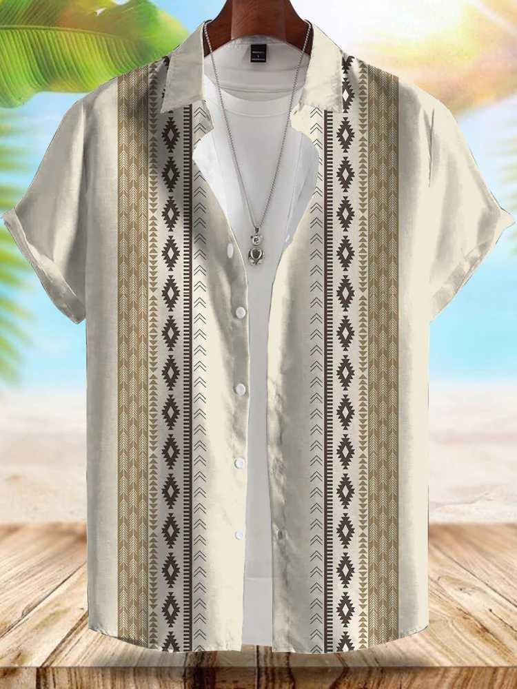 Summer Street Daily Fashion Mens Shirt Seaside Casual Mens Short-sleeved Shirt Striped Printed Mens Short-sleeved T-shirt W250627