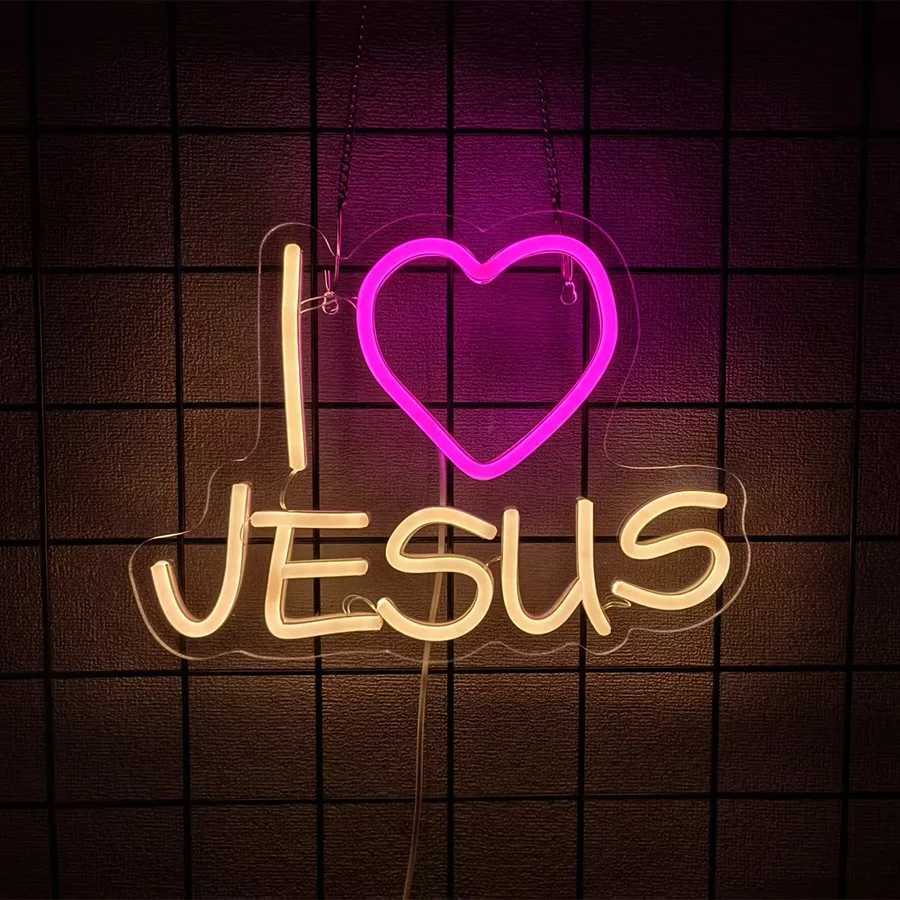 I Love Jesus Neon sign LED USB Sign for Wall Decor Jesus Light Up Sign for Home Christ Church Wedding Birthday Party Decor XJ250626