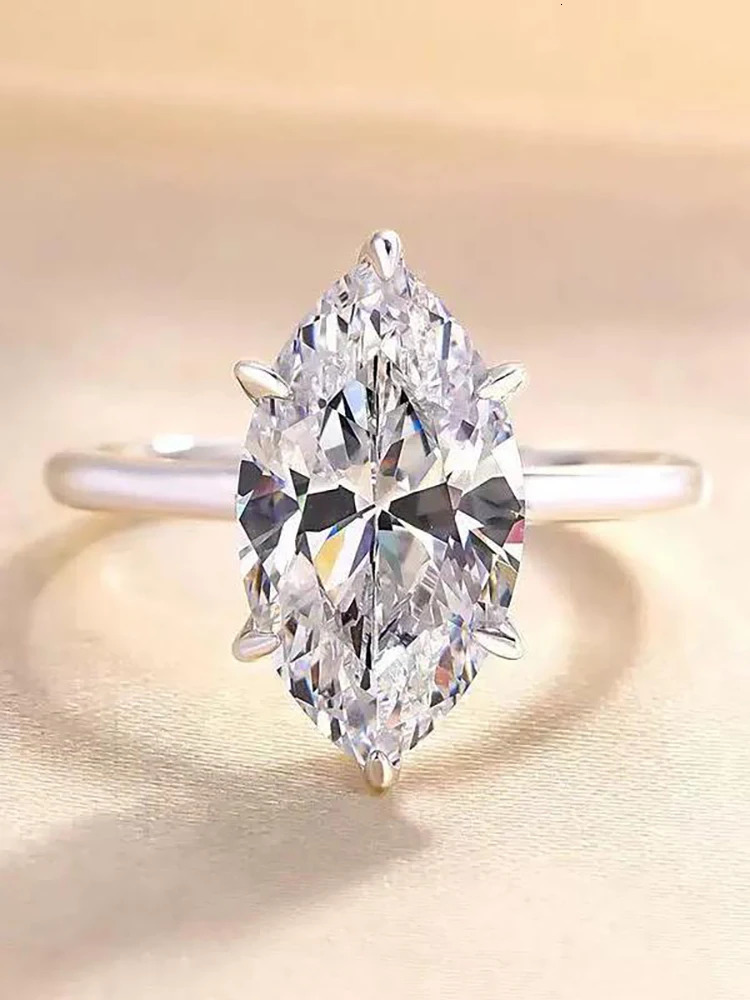 925 Sterling Silver Simple Classic 2 Carats Horse Eye Zircon Ring For Women Engagement Wedding High Quality Fine Jewelry 250626
