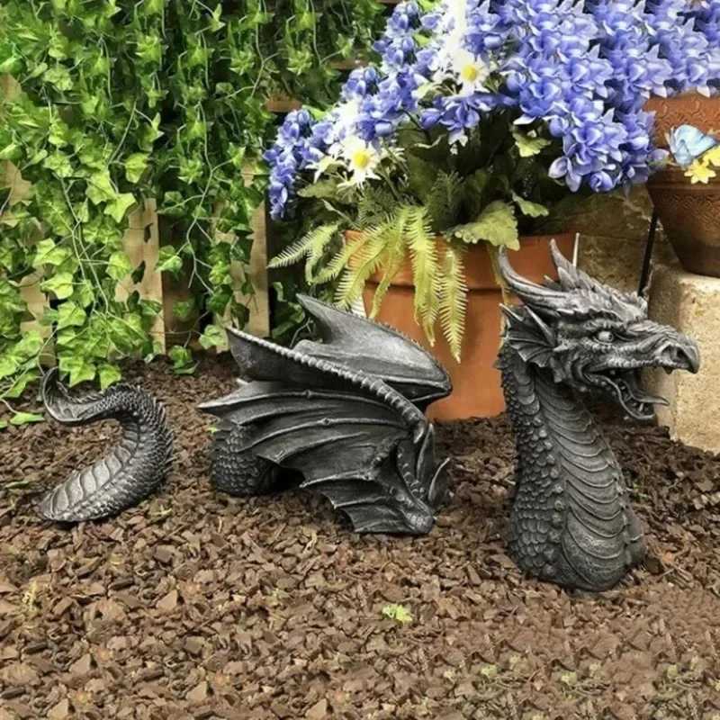 Dragon Sculpture Resin Giant Lawn Sculpture Gothic Fantasy Character Art Garden Terrace Statue Decoration X250627