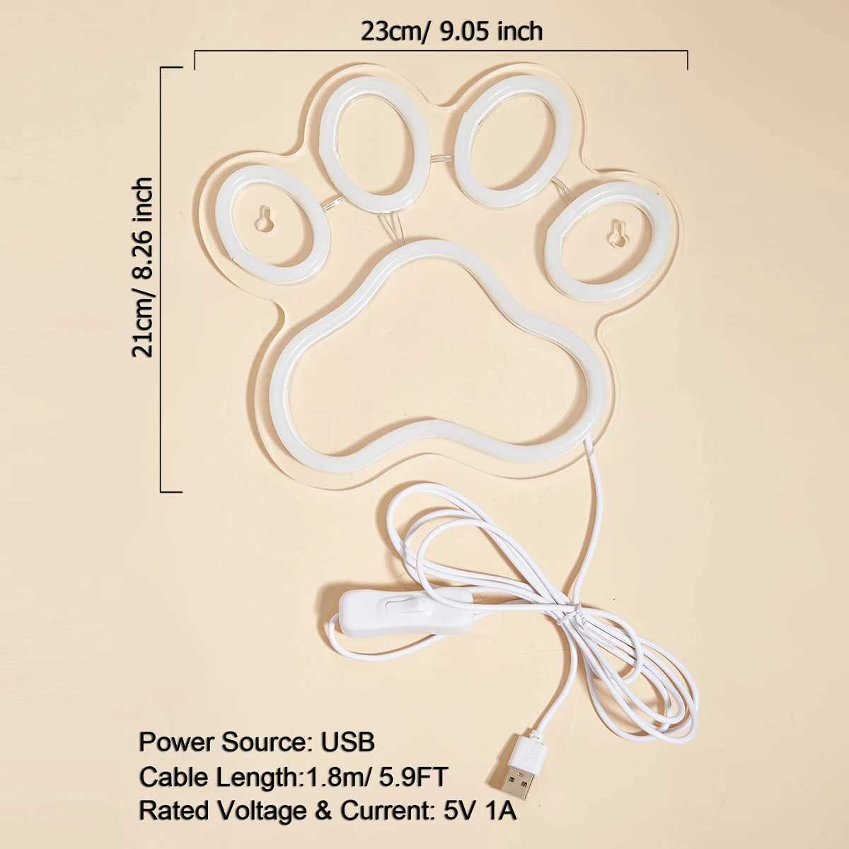 Chi-buy LED Neon Paw USB Powered Neon Signs Night Light 3D Wall Art Game Room Bedroom Living Room Decor Lamp Signs XJ250626