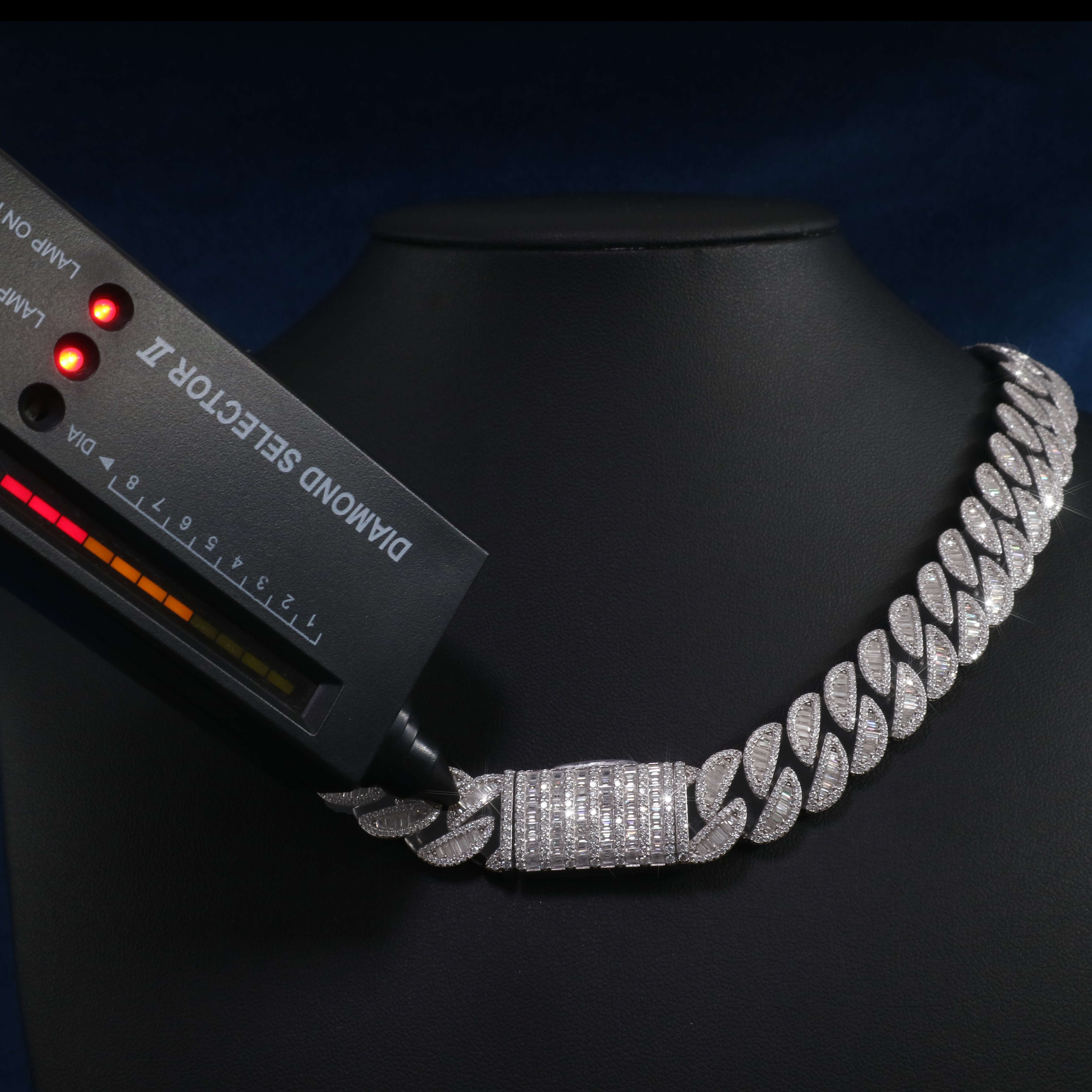 Hip Hop Moissanite Chain Cuban Men 18mm Necklace 925 Sterling Silver Baguette Iced Out Moissanite Chain