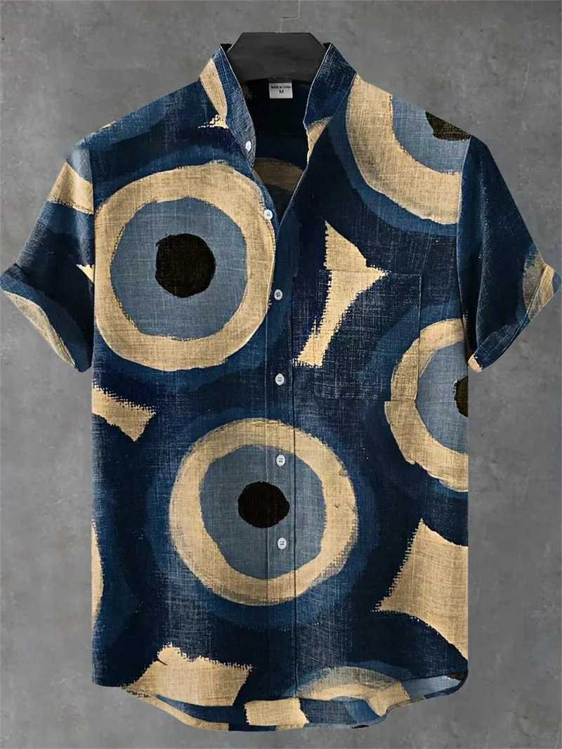 Mens Linen Shirt Retro Short Sleeved Top Fashionable Summer Casual Ethnic Clothing Shirt Plus Size Streetwear Shirts For Men W250627